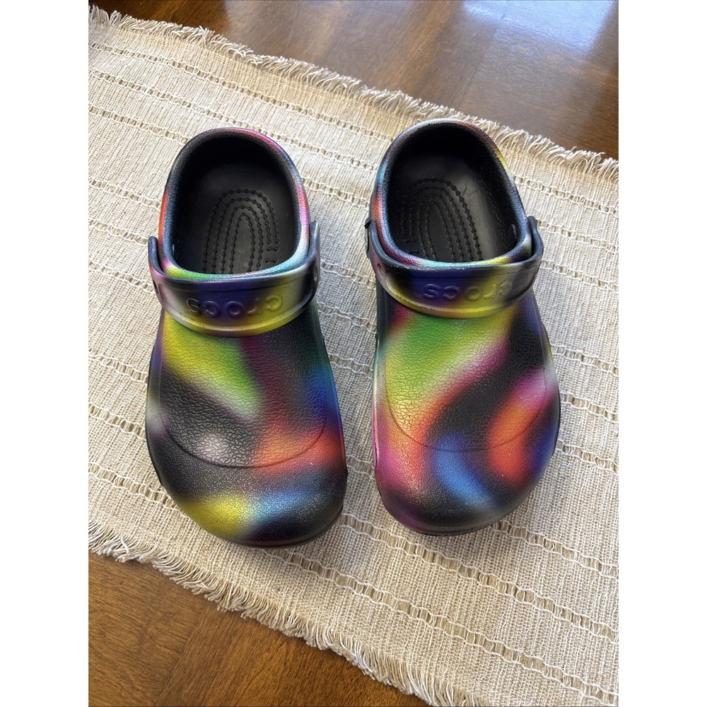 Bistro Crocs Unisex-Adult Classic Tie Dye Clogs Multi, Size 7 Women 5 Male